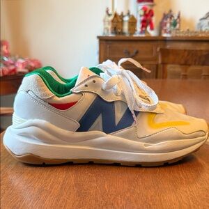 STAUD White, Blue, and Yellow Sneakers